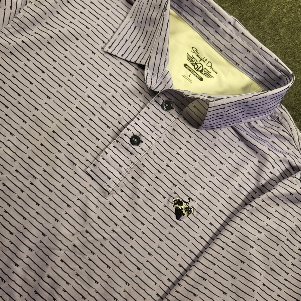 Straight Down Golf Polo Performance  Men's L Purple Mt Vintage Logo